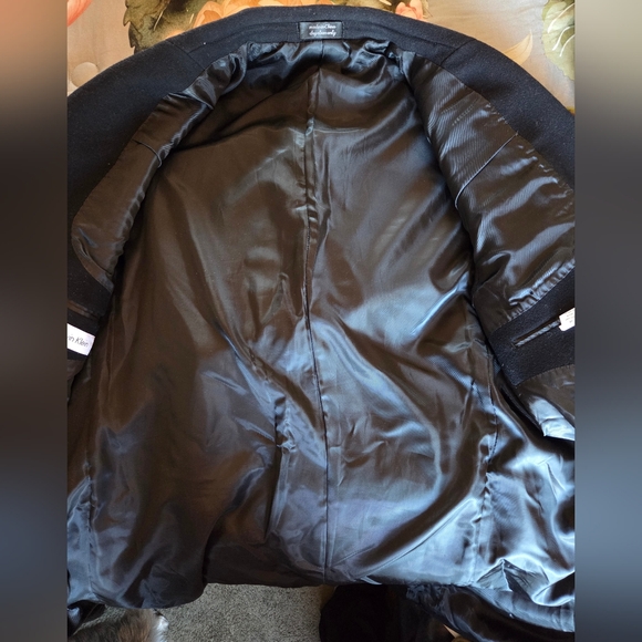 Mens Calvin Klein Black Wool Cashmere Blend 3/4 Coat 44L Overcoat - Picture 5 of 6